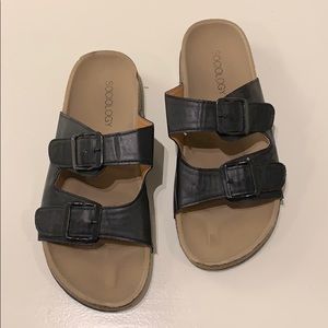 Black sociology slide on shoes